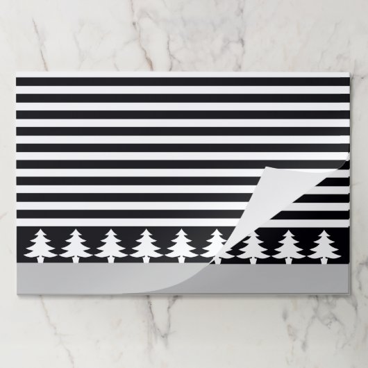 白黒モダンのストライプ ペーパーパッド (折り畳み)