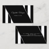 白黒モダンのストライプ 名刺 (正面/裏面)