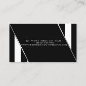 白黒モダンのストライプ 名刺 (裏面)