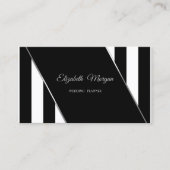 白黒モダンのストライプ 名刺 (正面)