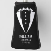白黒モダンのタキシードのグルマンギフト ゴルフヘッドカバー (回転90)