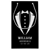 白黒モダンのタキシードのグルマンギフト スモールペーパーバッグ (裏面)