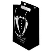 白黒モダンのタキシードのグルマンギフト スモールペーパーバッグ (正面アングル)