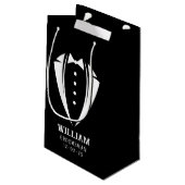 白黒モダンのタキシードのグルマンギフト スモールペーパーバッグ (裏面アングル)