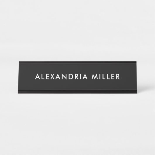白黒モダンのデスク名プレート デスクネームプレート (正面)