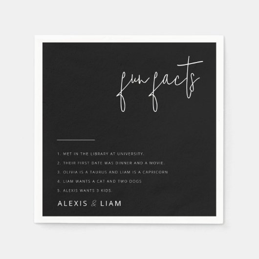 白黒モダンのナプキ結婚ンス スタンダードカクテルナプキン (正面)