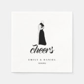 白黒モダンのナ結婚プキン スタンダードカクテルナプキン (正面)