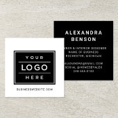 白黒モダンのビジネスカスタムロゴ スクエア名刺