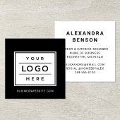 白黒モダンのビジネスカスタムロゴ スクエア名刺