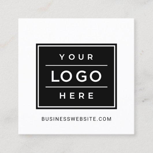 白黒モダンのビジネスカスタムロゴ スクエア名刺 (正面)