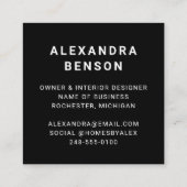 白黒モダンのビジネスカスタムロゴ スクエア名刺 (裏面)