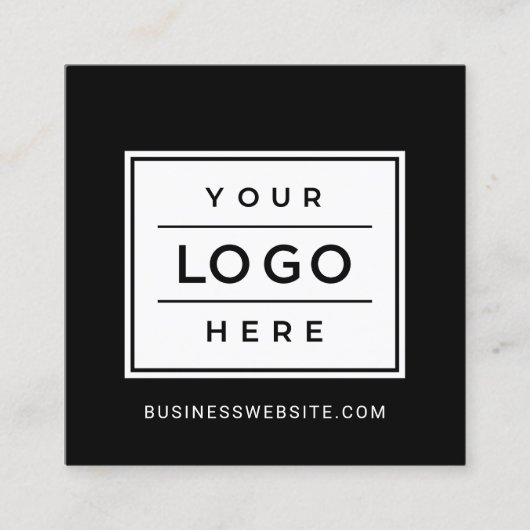 白黒モダンのビジネスカスタムロゴ スクエア名刺 (正面)