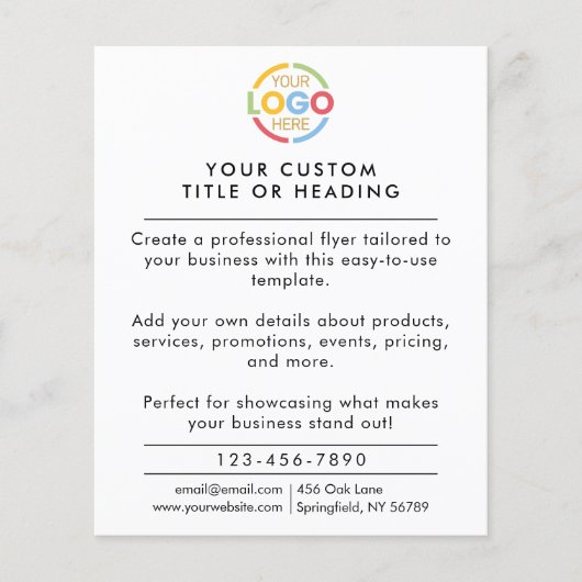 白黒モダンのビジネスロゴのプロモーション チラシ (正面)