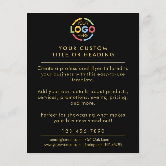 白黒モダンのビジネスロゴのプロモーション チラシ (裏面)