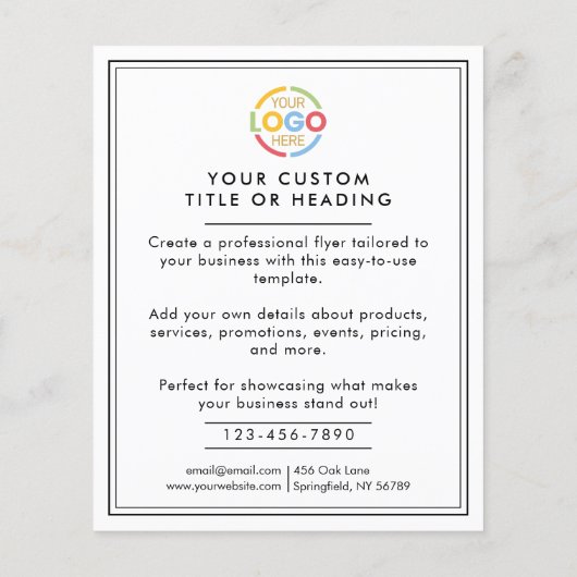 白黒モダンのビジネスロゴのプロモーション チラシ (裏面)