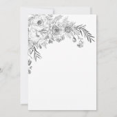 白黒モダンのフローラは日付カードを保存 セーブザデート (裏面)