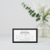 白黒モダンのプレーンアポイントメントアラーム 予約カード (スタンド正面)