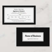 白黒モダンのプレーンアポイントメントアラーム 予約カード (正面/裏面)