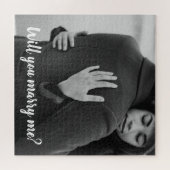 白黒モダンのプロポーザルの結婚式は可愛い ジグソーパズル (横)