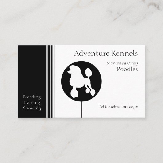 白黒モダンのプードルシルエット 名刺 (正面)