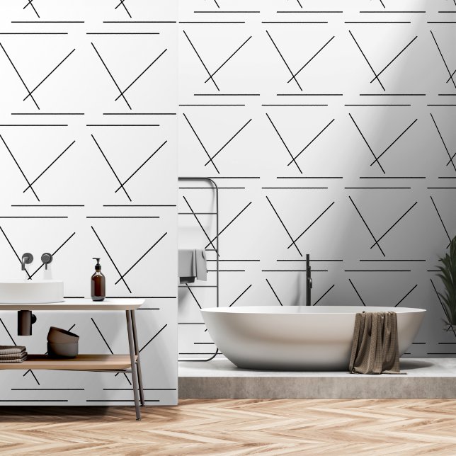 白黒モダンのミニマル主義者 壁紙 (浴室)