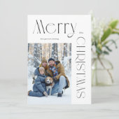 白黒モダンのメリークリスマスフォト シーズンカード (スタンド正面)