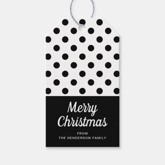 白黒モダンのメリークリスマス ギフトタグ (正面)