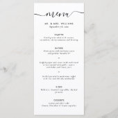 白黒モダンのメ結婚ニュー メニュー (正面)