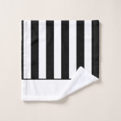 白黒モダンのモノグラムストライプ浴室 バスタオルセット (ウォッシュタオル)