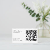 白黒モダンのロゴシンプルQRコード 名刺 (スタンド正面)