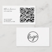 白黒モダンのロゴシンプルQRコード 名刺 (正面/裏面)