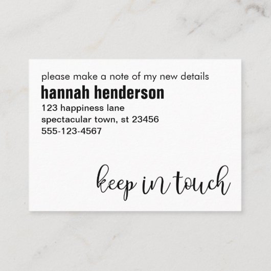 白黒モダンの人がカー独身のドを移動した 名刺 (裏面)