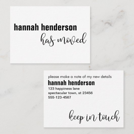 白黒モダンの人がカー独身のドを移動した 名刺 (正面/裏面)