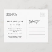 白黒モダンの写真結婚日付を保存 案内ポストカード (裏面)