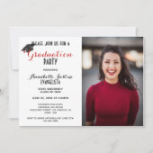 白黒モダンの卒業ストライプ率 招待状 (正面)