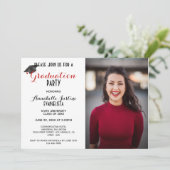 白黒モダンの卒業ストライプ率 招待状 (スタンド正面)