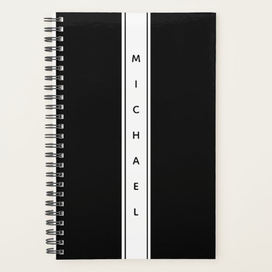 白黒モダンの単純化 プランナー手帳 (正面)