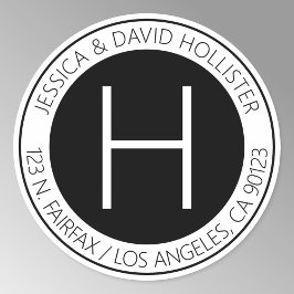 白黒モダンの差出人住所または製品 ラウンドシール