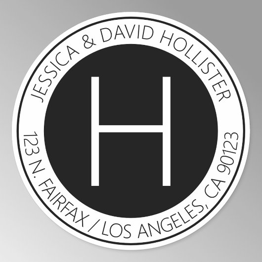 白黒モダンの差出人住所または製品 ラウンドシール