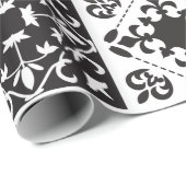 白黒モダンの幾何学的タイルパターン ラッピングペーパー (ロールコーナー)