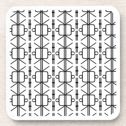 白黒モダンの幾何学的パターン コースター (正面)