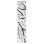 白黒モダンの抽象芸術の幾何学的な葉 ショートテーブルランナー (正面)