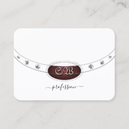 白黒モダンの明るいシルバー（モノグラム） 名刺