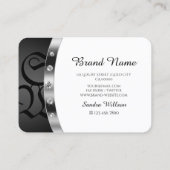 白黒モダンの明るいシルバー(モノグラム) 名刺 (裏面)