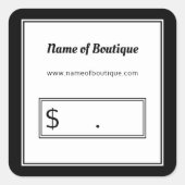 白黒モダンの普通小売価格ラベル スクエアシール (正面)