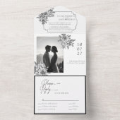 白黒モダンの書道スクリプト オールインワン招待状 (内側)