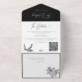 白黒モダンの書道スクリプト オールインワン招待状 (外側)