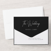 白黒モダンの書道スクリプト オールインワン招待状 (裏面)