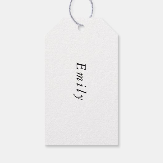 白黒モダンの歓迎結婚の挨拶 ギフトタグ (裏面)