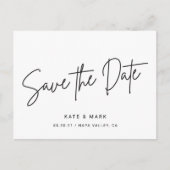 白黒モダンの結婚式の日付を保存 ポストカード (正面)